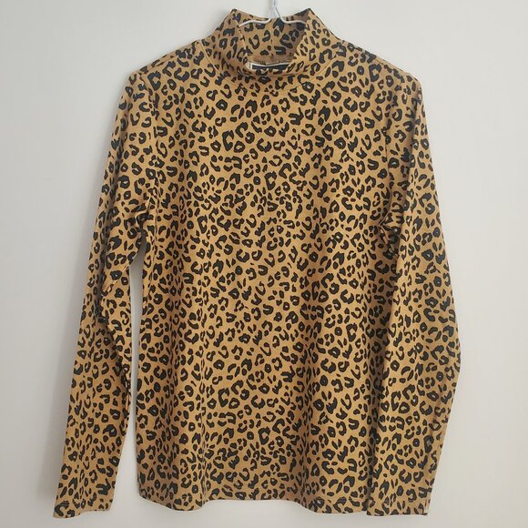 KAREN SCOTT for Macy's Leopard Print Mock-Turtleneck Top 60% cotton Size Small - Picture 1 of 6